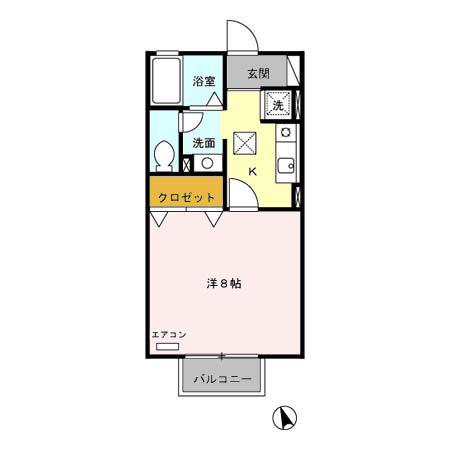 ジュネス ヴィラージュ(1K/1階)の間取り写真