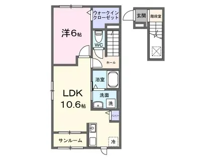 カーサ ルーチェ(1LDK/2階)の間取り写真