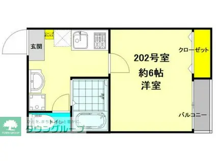 ヴィラート草加(1K/2階)の間取り写真