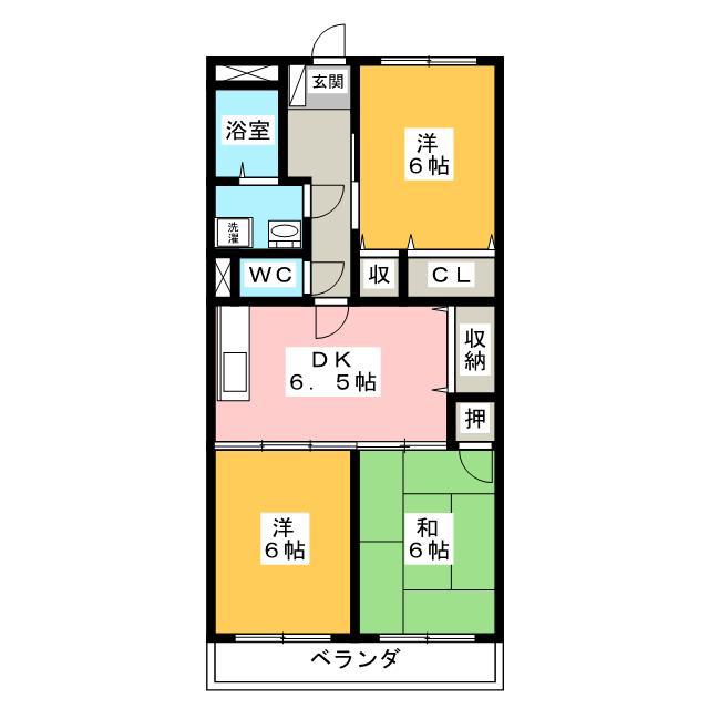 LA・VIE・EN A・I(3DK/4階)の間取り写真