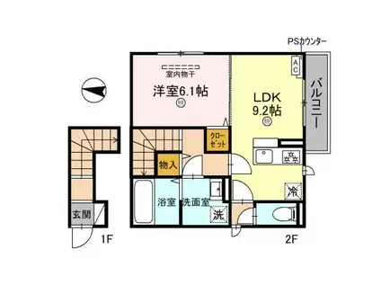 コリーナヴィルトゥ(1LDK/2階)の間取り写真