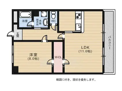 田清ビル(1LDK/2階)の間取り写真