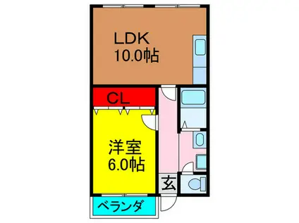TISSハイム香里(1LDK/2階)の間取り写真