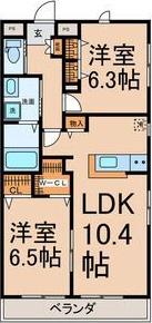 LA LUNA(2LDK/3階)の間取り写真