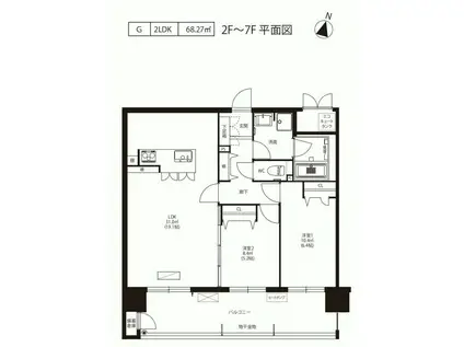 ニューガイア水前寺NO.54(2LDK/3階)の間取り写真