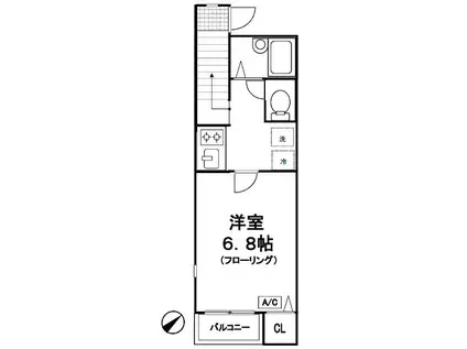 CAZN東中野(1K/2階)の間取り写真