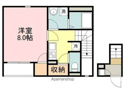 CASA明月(1K/2階)の間取り写真