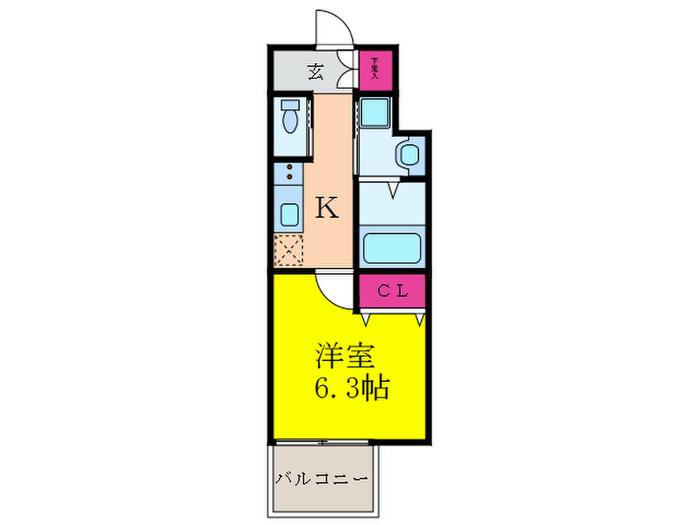 クローバーメゾン江坂公園(1K/9階)の間取り写真