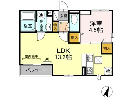 アルト参番館(1LDK/2階)の間取り写真