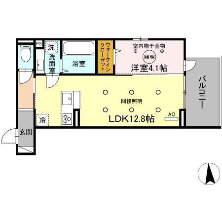 アルカンジュ東合川(1LDK/2階)の間取り写真