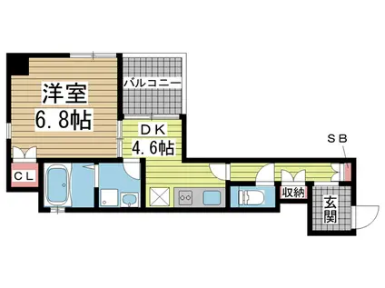 オープンセサミ元町通(1DK/7階)の間取り写真