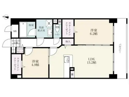 SOPHIA21堀川(2LDK/6階)の間取り写真