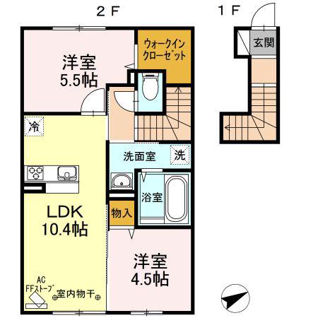 ミキKハウス(2LDK/2階)の間取り写真