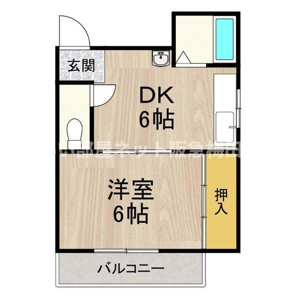 桜マンション(1DK/2階)の間取り写真