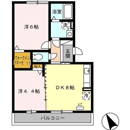 レザン長根B(2DK/3階)の間取り写真