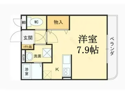 ソレイユ(1K/2階)の間取り写真