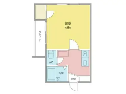 エクセル鐙西(1K/2階)の間取り写真