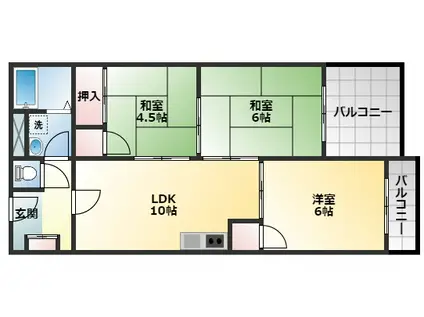 ヴィラビアンカ美原(3LDK/2階)の間取り写真