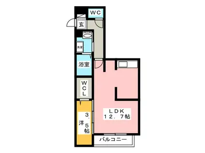 アルバ桜坂(1LDK/3階)の間取り写真