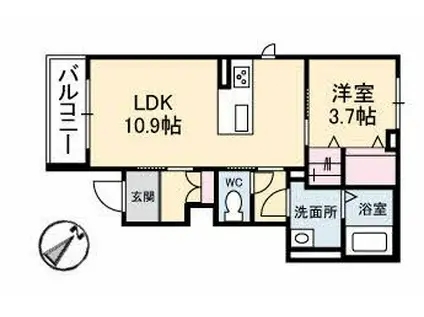 グランデ松保町(1LDK/3階)の間取り写真