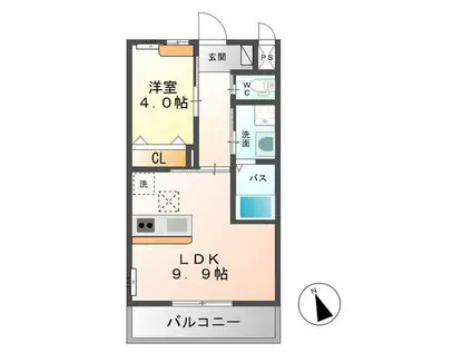 グルース(1LDK/1階)の間取り写真