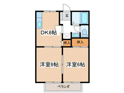 サンライフ松原B(2DK/2階)の間取り写真