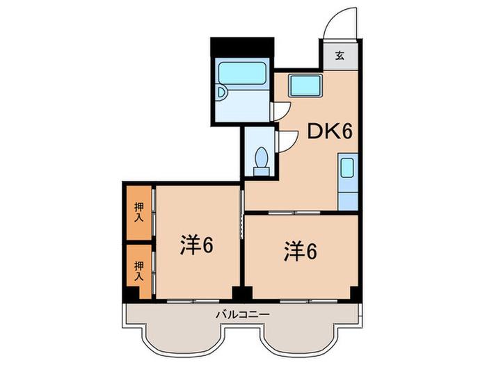クラ武庫之荘壱番館(2DK/2階)の間取り写真