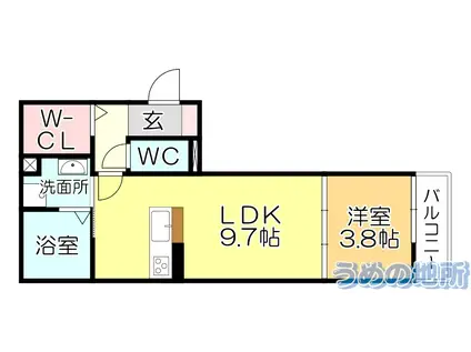モレーン(1LDK/2階)の間取り写真