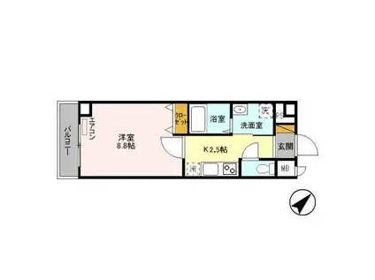 おおたかの森グラナリー(1K/4階)の間取り写真