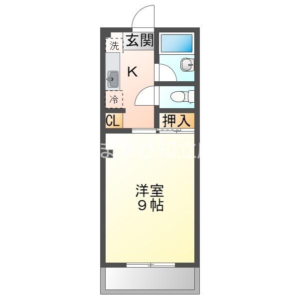 パレスハート A棟(1K/2階)の間取り写真