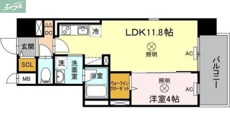 TWIN TOWERS AZUKI(1LDK/5階)の間取り写真