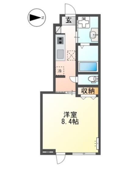 翠月荘 つむぎ(1K/1階)の間取り写真