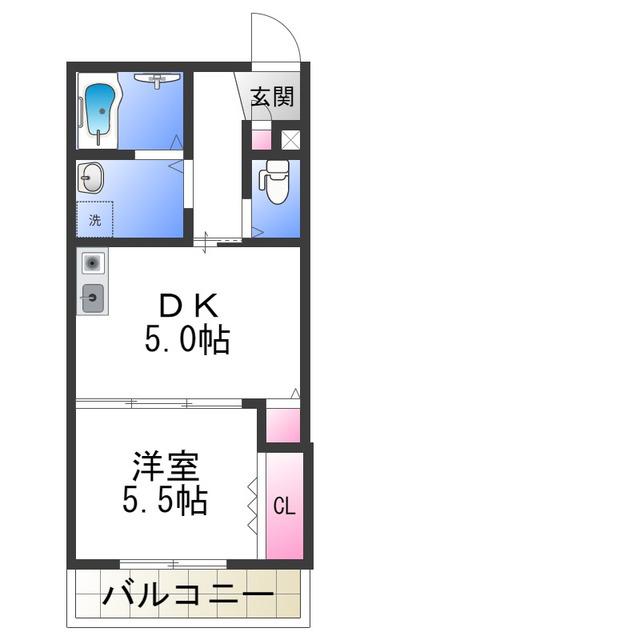 エルサ住之江(1DK/1階)の間取り写真