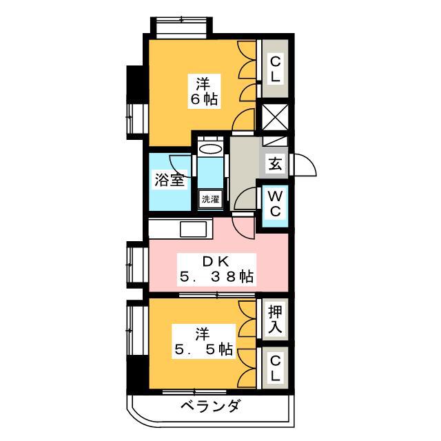 セピアタワー(2DK/5階)の間取り写真