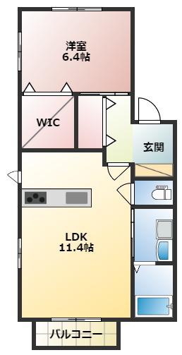 シャーメゾンさくら(1LDK/1階)の間取り写真