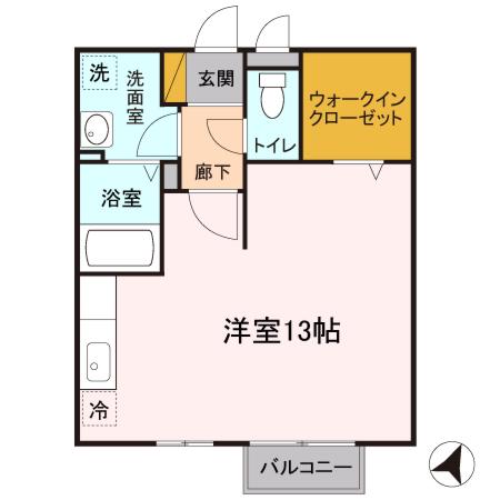 パティオII B(ワンルーム/2階)の間取り写真