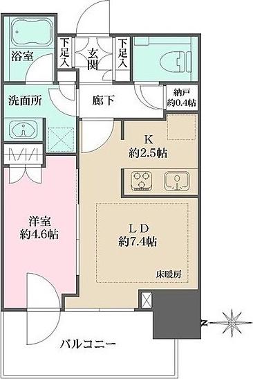大崎ステーションレジデンス(1LDK/18階)の間取り写真