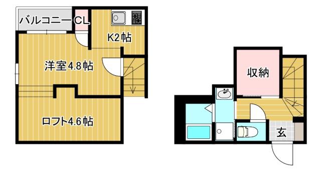 M.S FELIZ須屋(1K/2階)の間取り写真