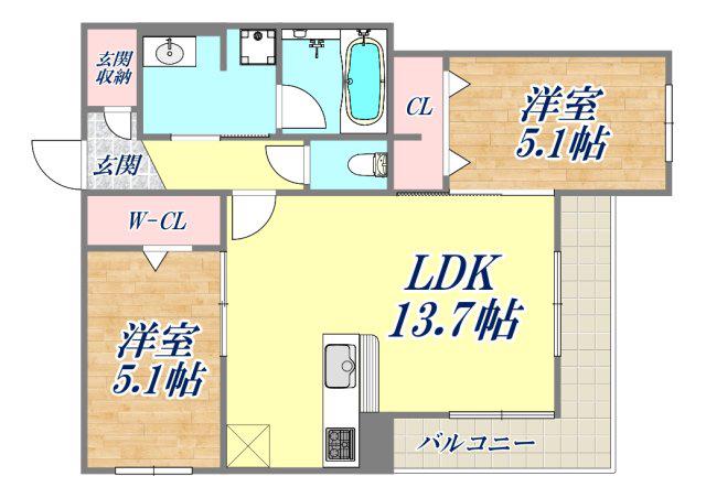 パレスリバティ(2LDK/1階)の間取り写真