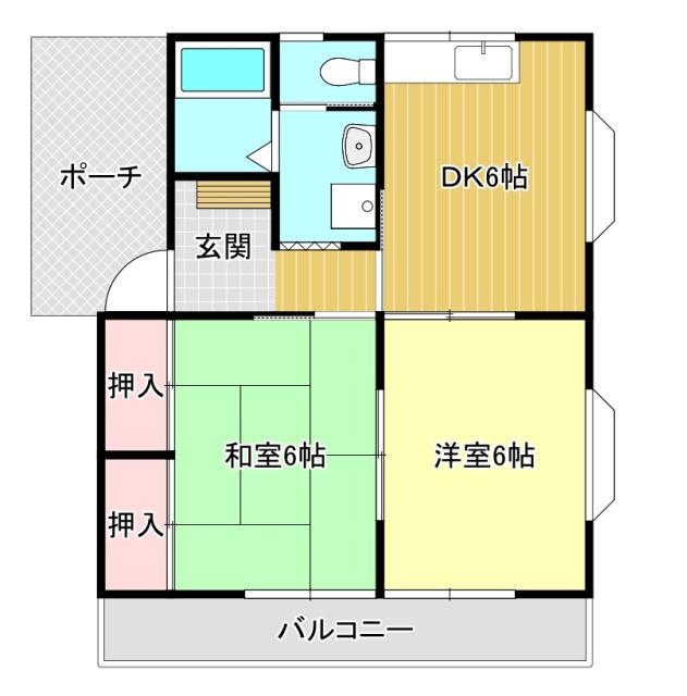 ドエル富塚(2DK/1階)の間取り写真