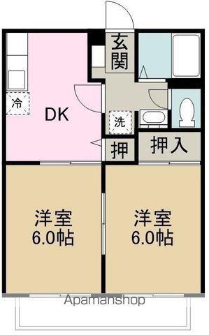 ファミール平等(2DK/1階)の間取り写真