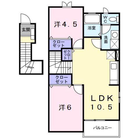 アメニティ(2LDK/2階)の間取り写真