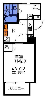 シャルマンSII(1K/2階)の間取り写真