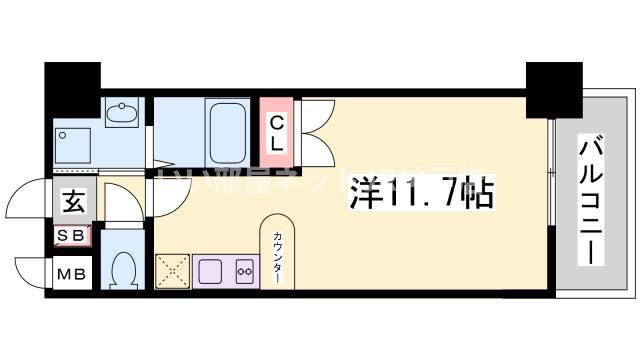 エスライズ新神戸(ワンルーム/7階)の間取り写真