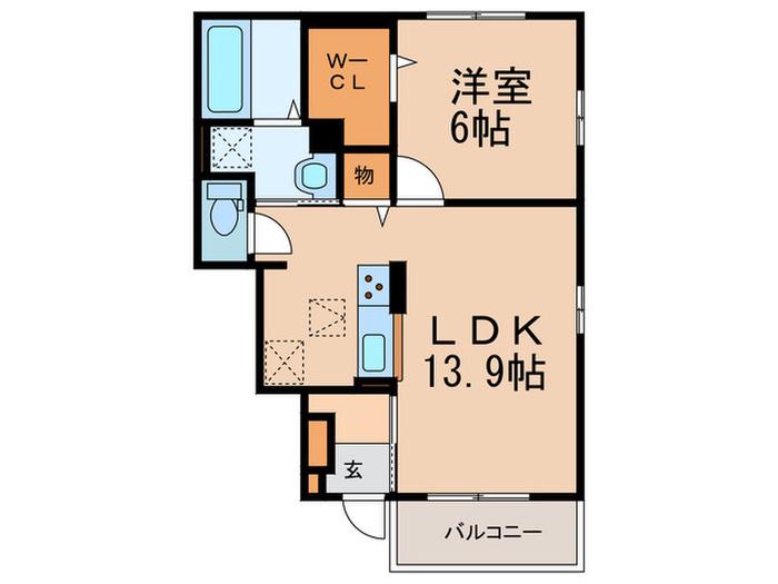 ドミールナンキイースト(1LDK/1階)の間取り写真