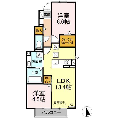 グランツII(2LDK/1階)の間取り写真