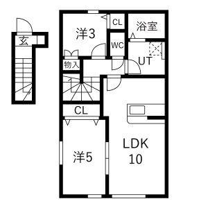 LOU LOU B(2LDK/2階)の間取り写真