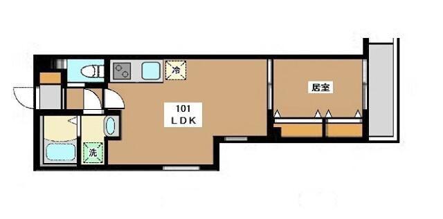 ミリアビタ船橋(1LDK/1階)の間取り写真