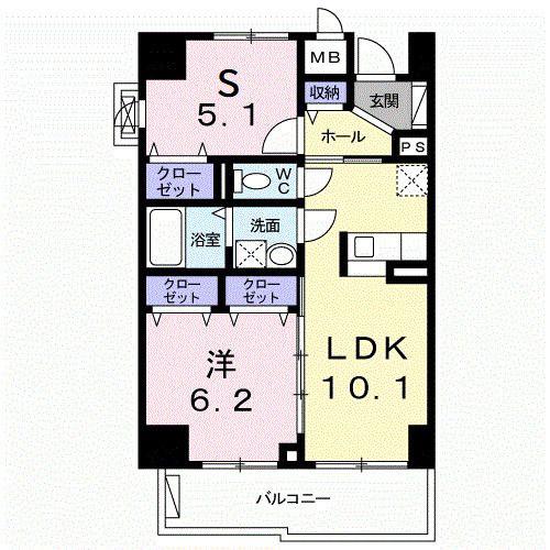 メゾン アルカンシェル(1SLDK/5階)の間取り写真