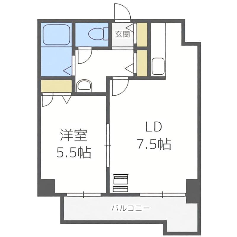 グランカーサ南11条(1LDK/7階)の間取り写真